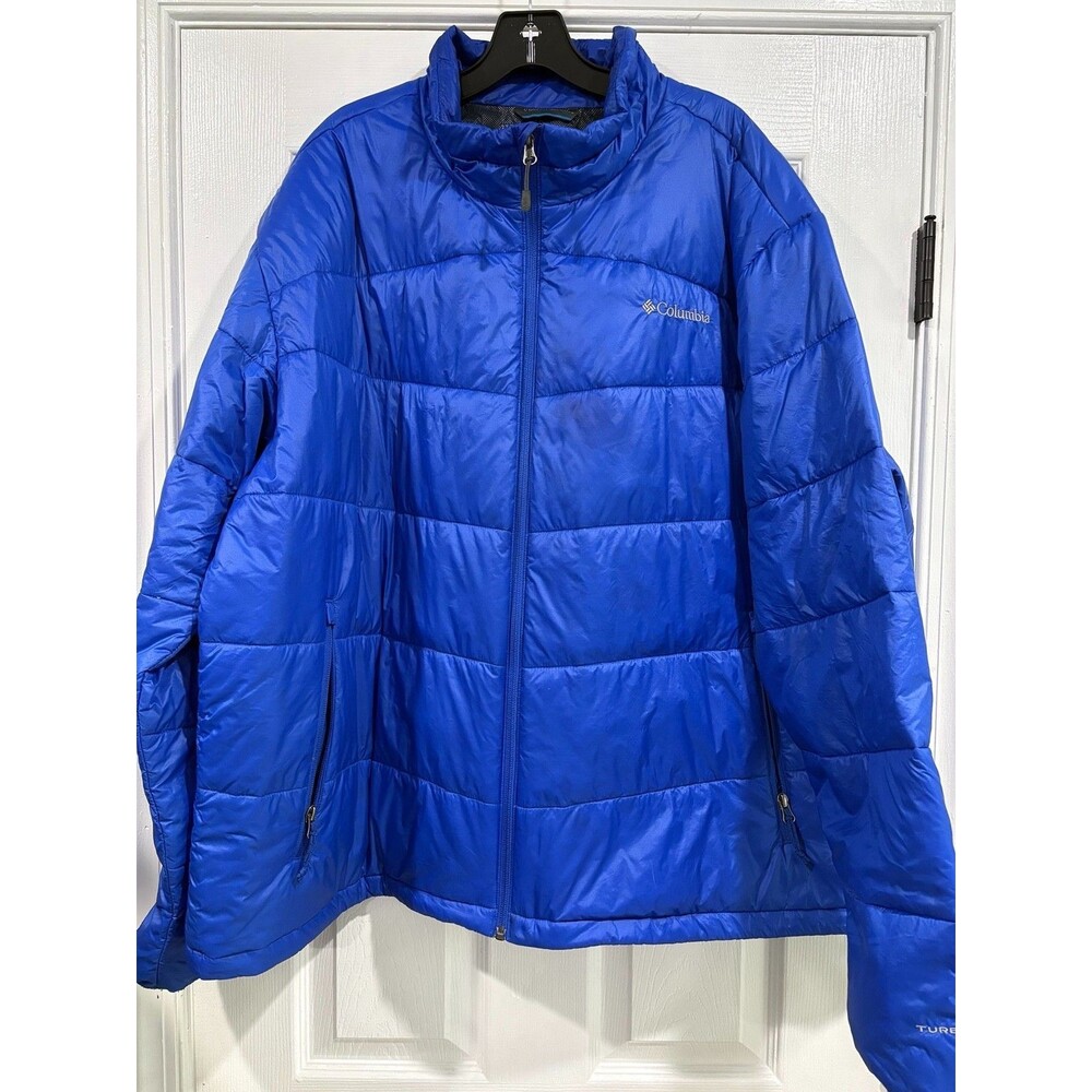 Columbia 650 TurboDown Omni-Heat Down Puffer Jacket Blue 3X Full Zip Men's